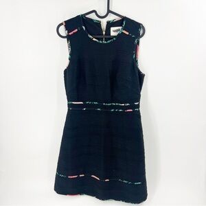 ✅ Kate Spade Black Blossom Trim Tweed Sleeveless Dress SIZE 6